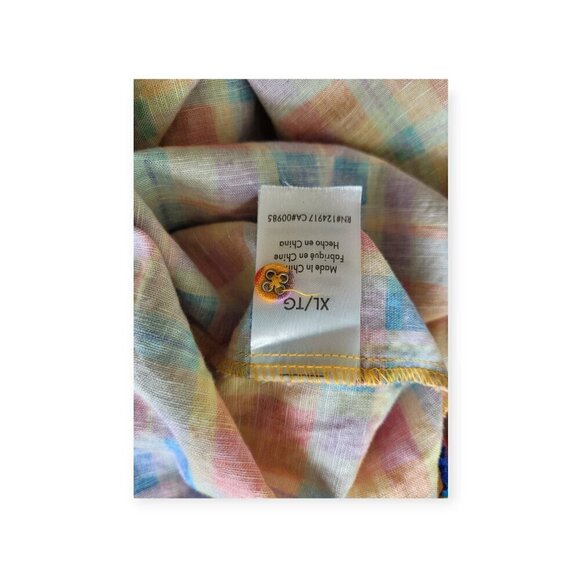 Oversized Rainbow Plaid Button-Up Dad Shirt XL by WeWoreWhat - Picture 6 of 11